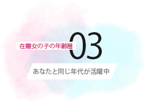 在籍女の子の年齢層 あなたと同じ年代が活躍中